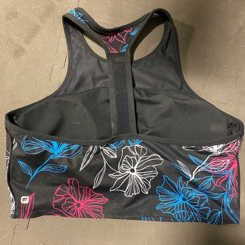 Fabletics Black Floral Leggings & Sports Bra Set - Blue, Pink, White - Picture 2 of 2